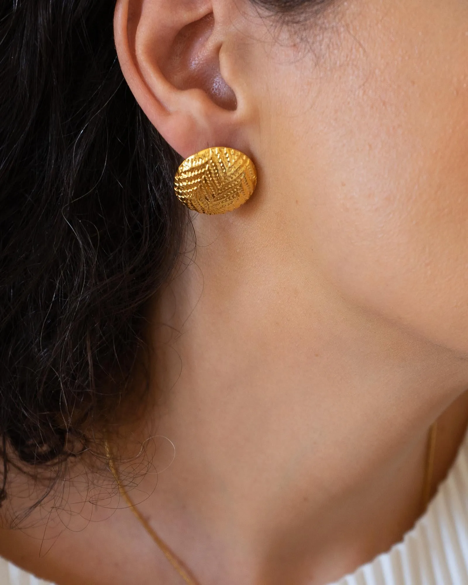 Gold-Domed Disc Earrings