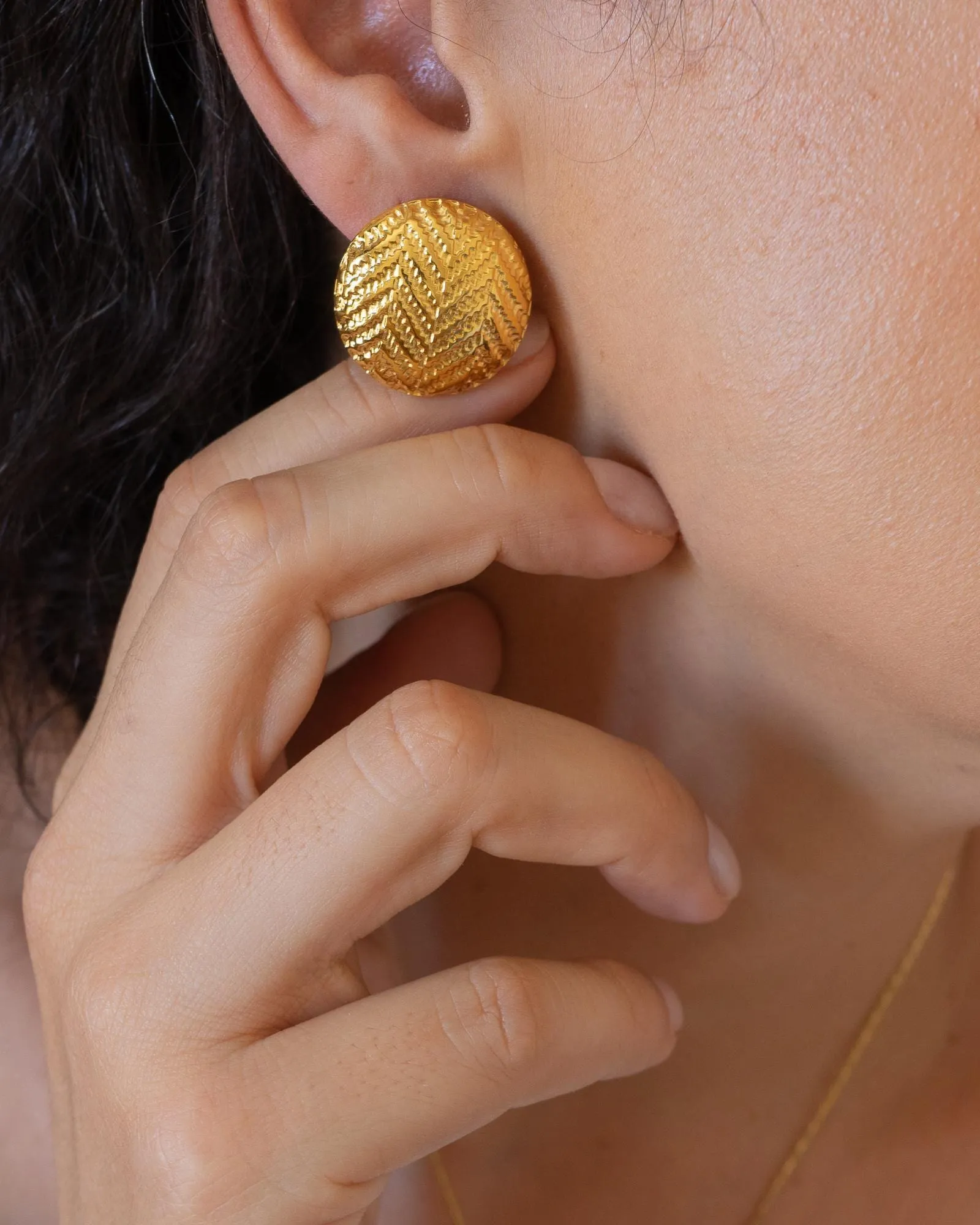 Gold-Domed Disc Earrings