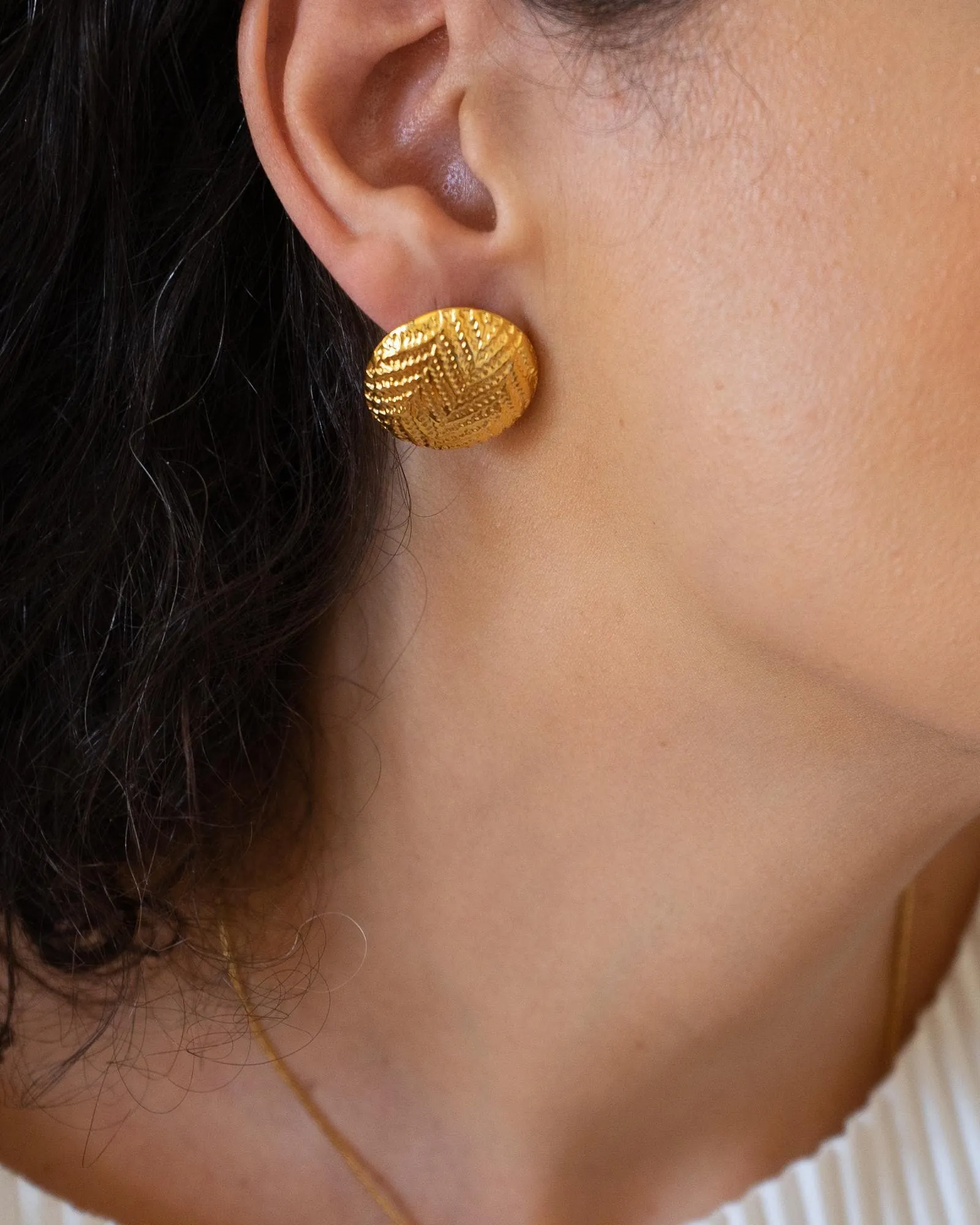 Gold-Domed Disc Earrings