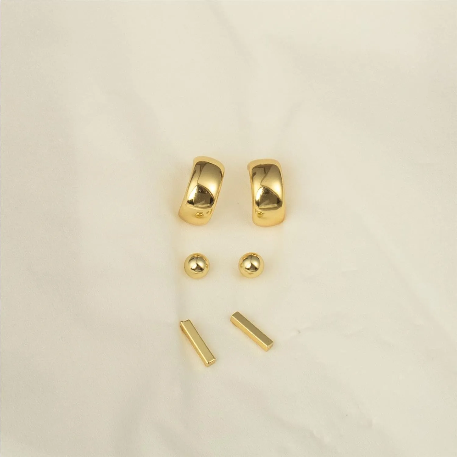 Gold Earrings for Women, 3 Pairs 14K Gold Plated Hypoallergenic Chunky Cartilage Hoop Earrings Set for Women Trendy, Dainty CZ Cute Stud Earring Huggie Stacks Gold Fashion Jewelry Gifts for Her