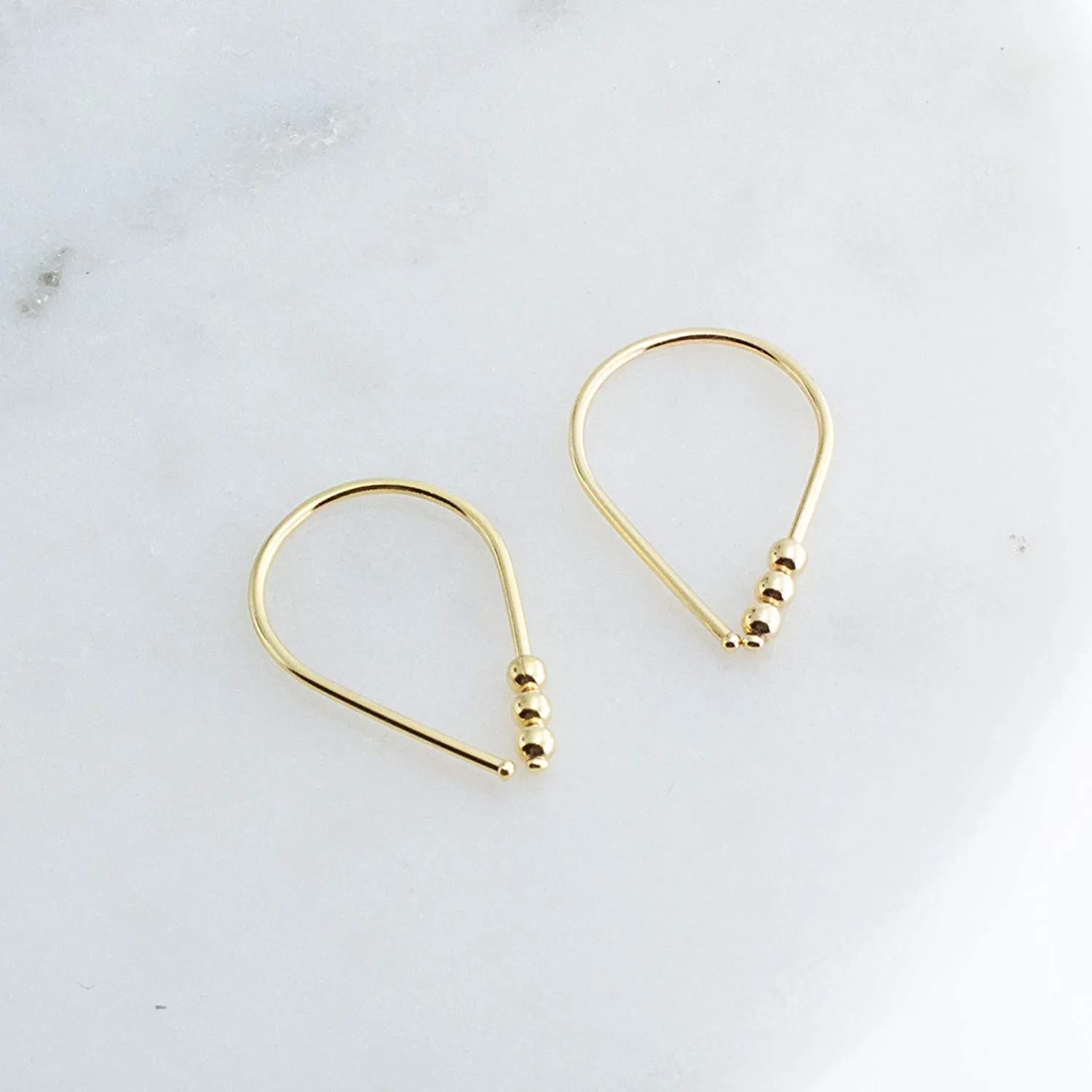 Gold Filled 18 mm Teardrop Earrings 3 Gold Filled Beads