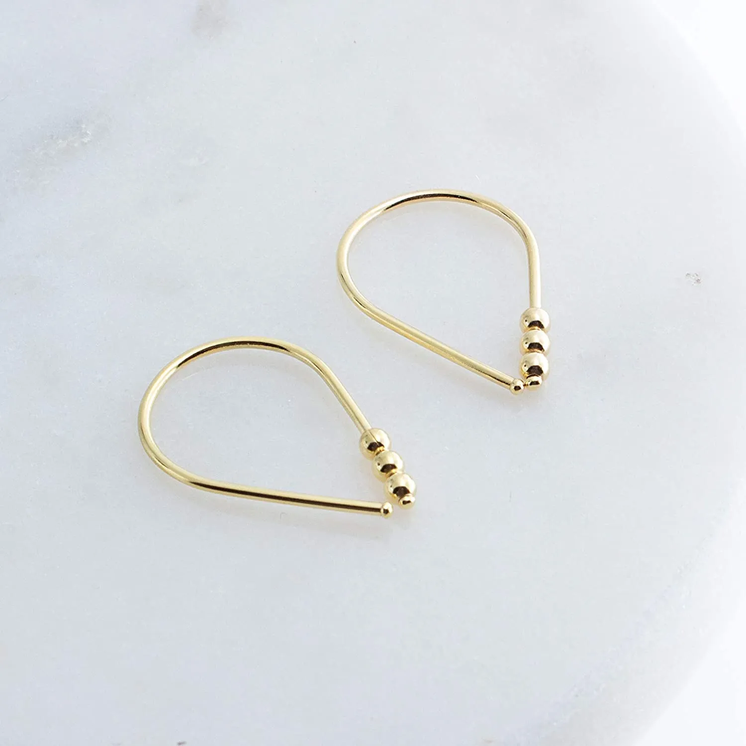 Gold Filled 18 mm Teardrop Earrings 3 Gold Filled Beads