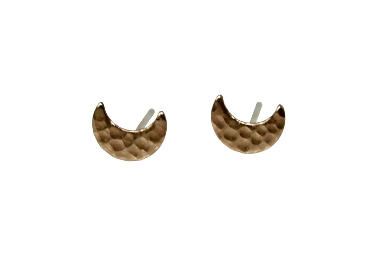 Gold Filled Crescent Moon Earrings, Stud Earrings, Hammered Gold, 7mm Moon Earrings, Handmade in Colorado, Minimalist