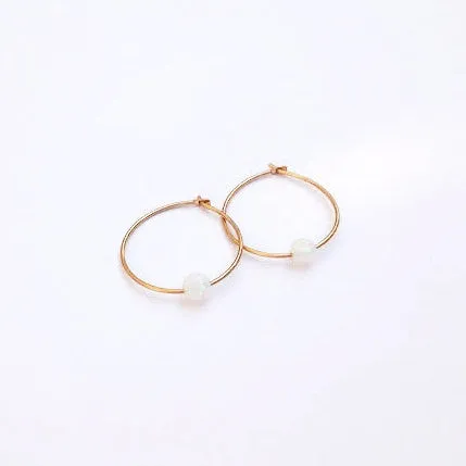 Gold filled Hoop Opal Bead Earrings