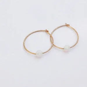 Gold filled Hoop Opal Bead Earrings