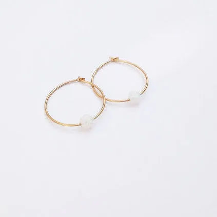Gold filled Hoop Opal Bead Earrings