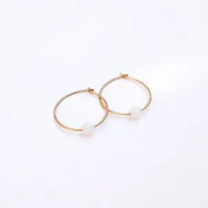Gold filled Hoop Opal Bead Earrings