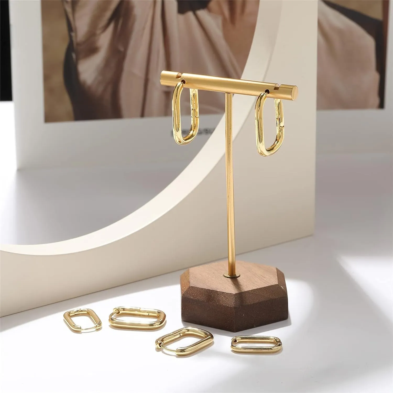 Gold Heart & Rectangle Earrings - Star & Chunky Hoops, Dainty Silver Star Hoops