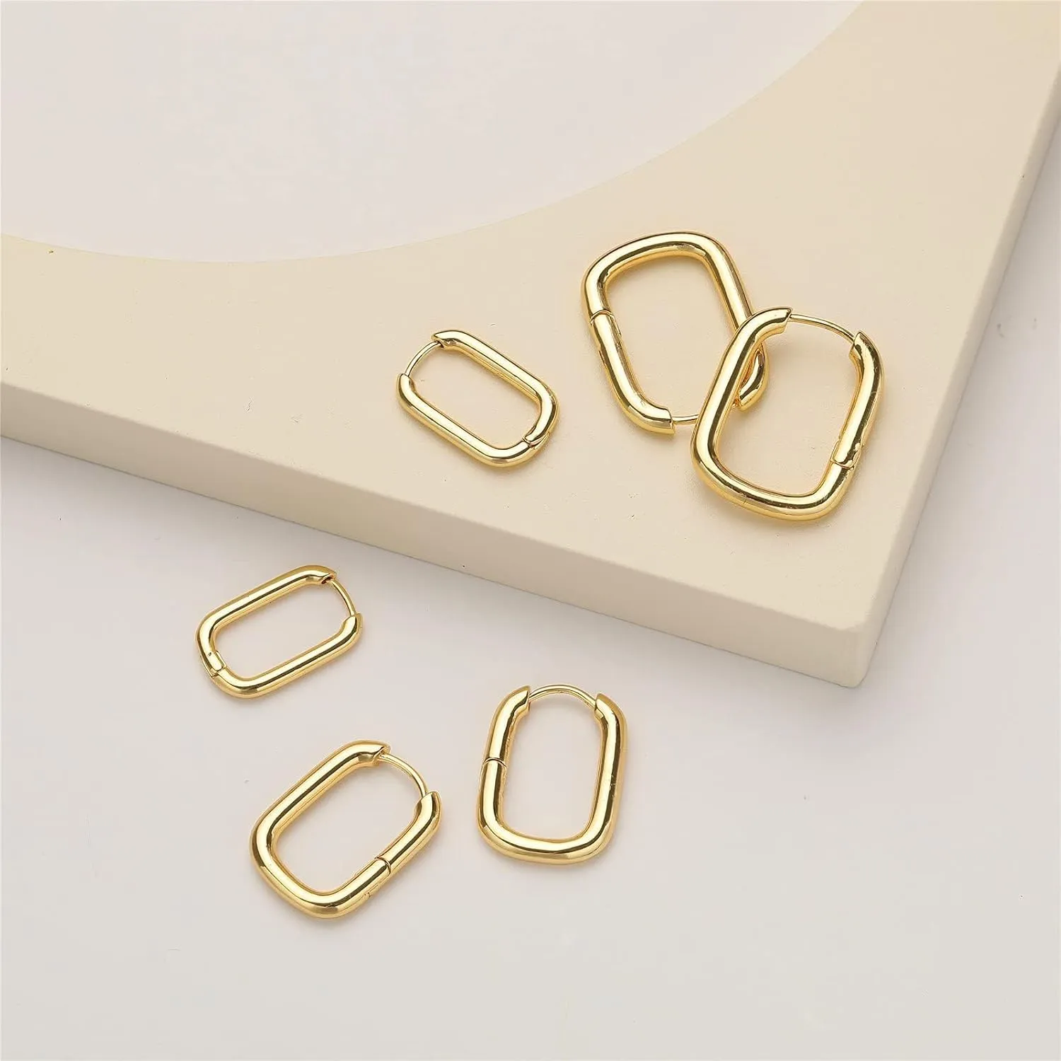 Gold Heart & Rectangle Earrings - Star & Chunky Hoops, Dainty Silver Star Hoops
