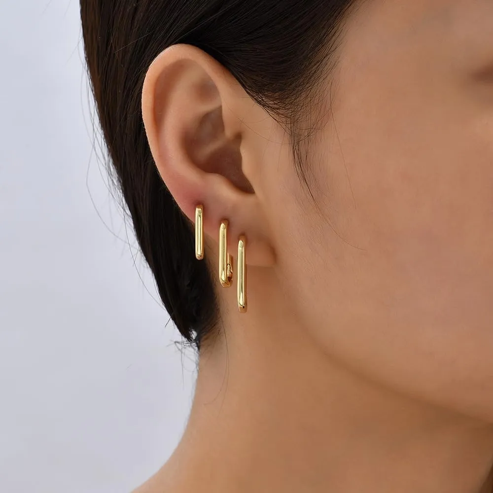 Gold Heart & Rectangle Earrings - Star & Chunky Hoops, Dainty Silver Star Hoops