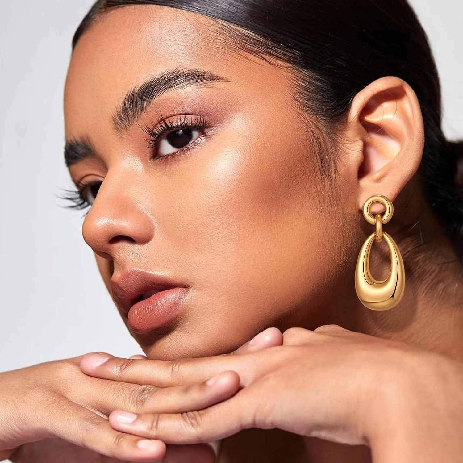 Gold Hoop Dangle Earrings for Women Retro Statement Teardrop Earrings Geometric Drop Dangle Earrings Fashion Jewelry Gifts