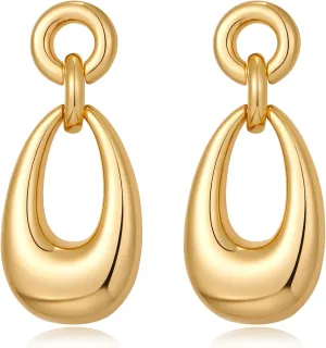 Gold Hoop Dangle Earrings for Women Retro Statement Teardrop Earrings Geometric Drop Dangle Earrings Fashion Jewelry Gifts