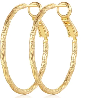 Gold Hoop Earrings for Women 14K Gold Hoop Earrings Well-cutting Earring for Women Big Hypoallergenic Lightweight Womens Hoops Earring 25/35mm