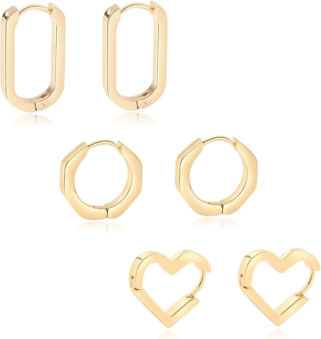 Gold Hoop Earrings for Women 18K Gold Huggie Hoop Earrings Lightweight Minimalist Jewelry