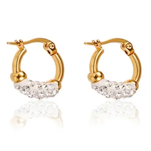 Gold Hoop Earrings for Women Girls,Big Gold Hoop Earrings for Women Hypoallergenic Post Thin Loop Gold Plated Hoop Earrings for Girls (CZ(18mm))
