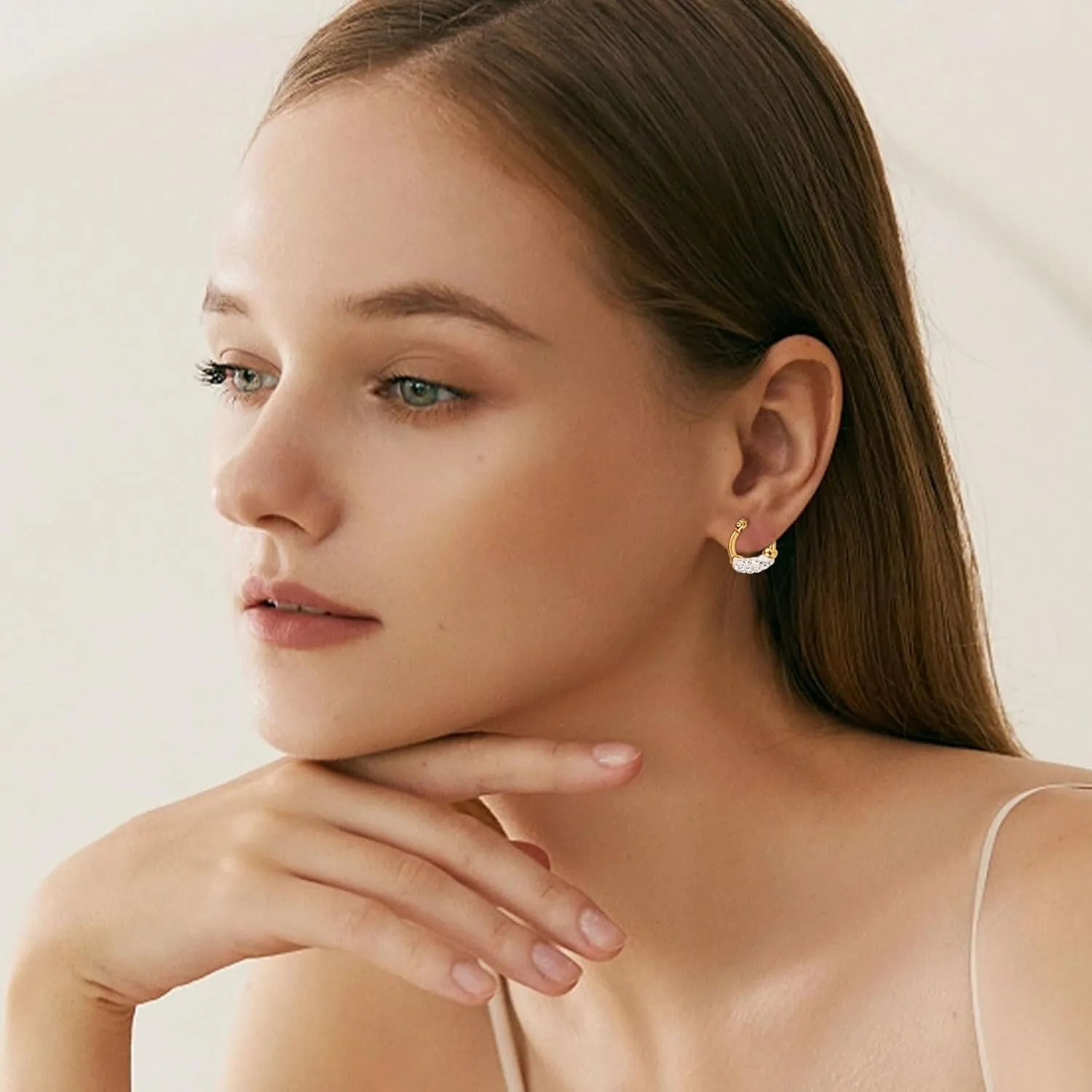 Gold Hoop Earrings for Women Girls,Big Gold Hoop Earrings for Women Hypoallergenic Post Thin Loop Gold Plated Hoop Earrings for Girls (CZ(18mm))