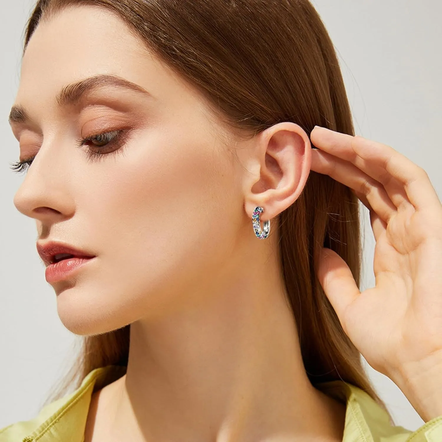 Gold Hoops Earrings for Women Non Tarnish Huggie Small Sterling Silver Hoop Earrings Clip On Dangle Hypoallergenic