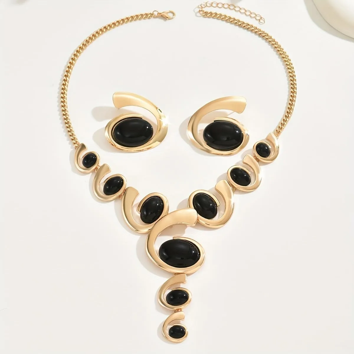 Gold Jewelry Set, Silver Black Boho Western Double Layered Chunky Vintage Pendant Necklace Stack Trendy Adjustable Non Tarnish Bracelet Cowgirl Dainty Hypoallergenic Earrings Jewelry Sets For Women