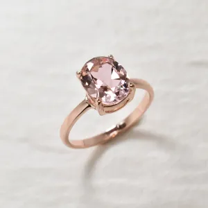 Gold Morganite Ring - Rose Gold Promise Ring - Pink Promise Ring