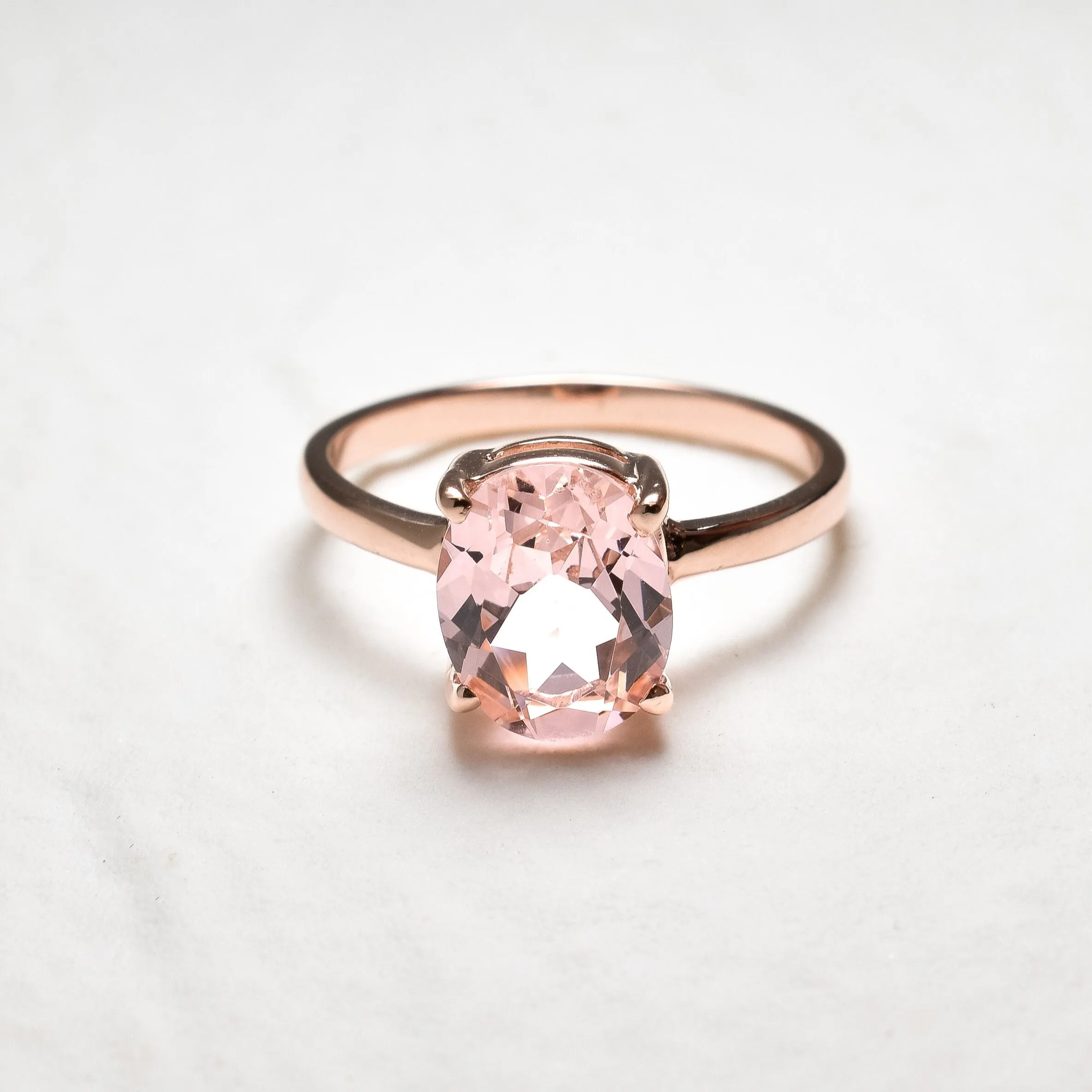 Gold Morganite Ring - Rose Gold Promise Ring - Pink Promise Ring