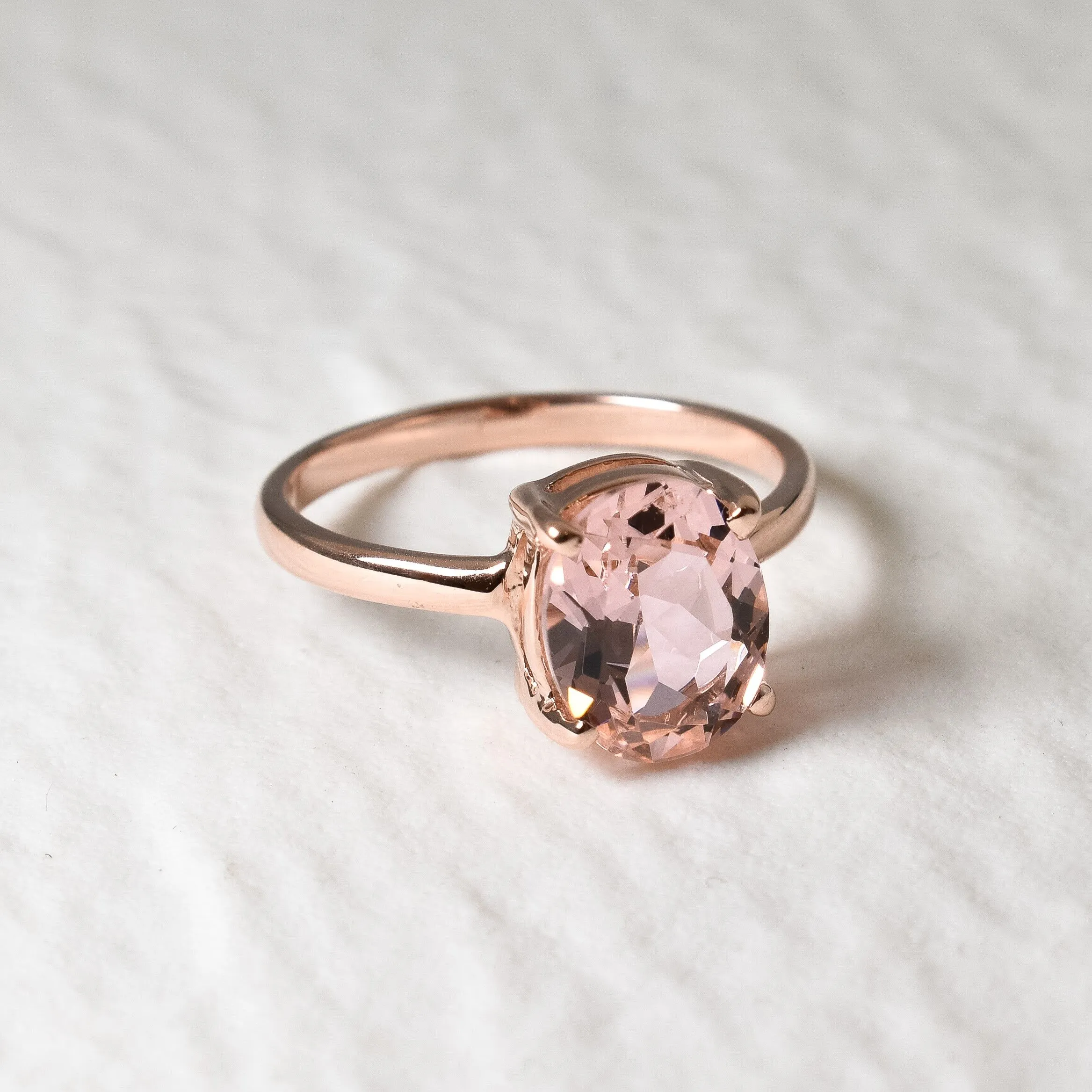 Gold Morganite Ring - Rose Gold Promise Ring - Pink Promise Ring