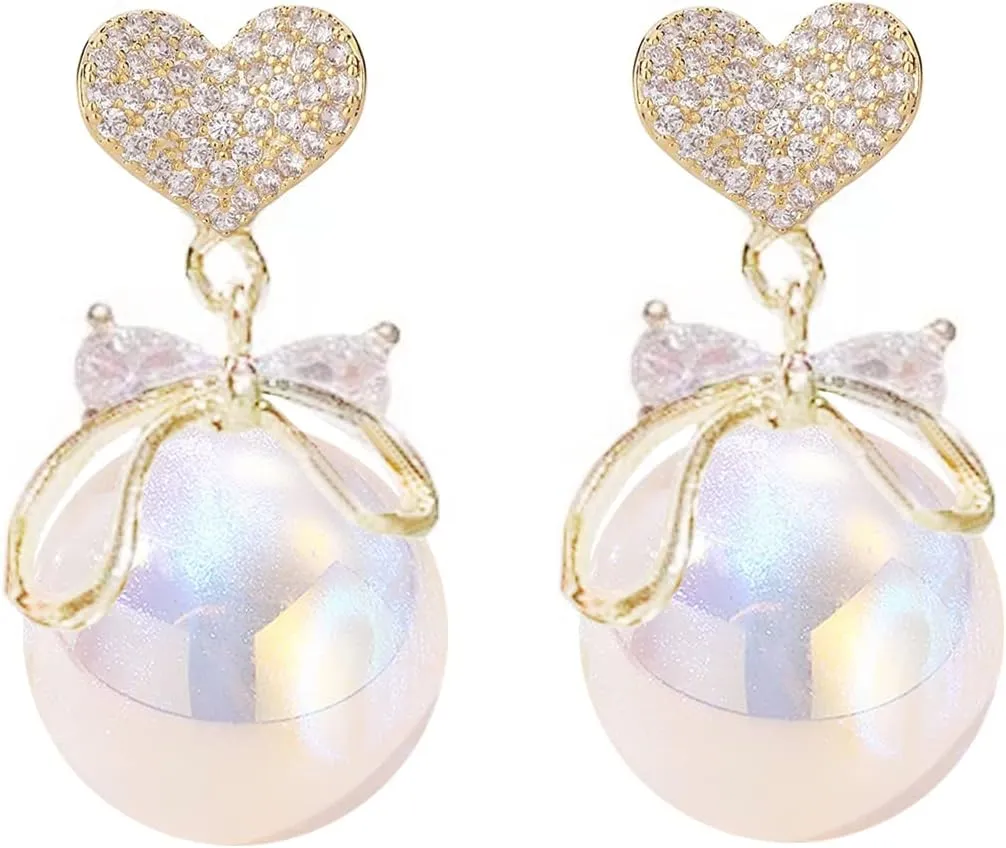Gold Pearl Earrings - Dangle Studs & Hoops in Sterling Silver