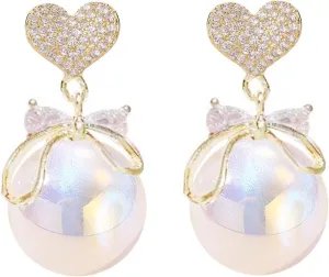 Gold Pearl Earrings - Dangle Studs & Hoops in Sterling Silver