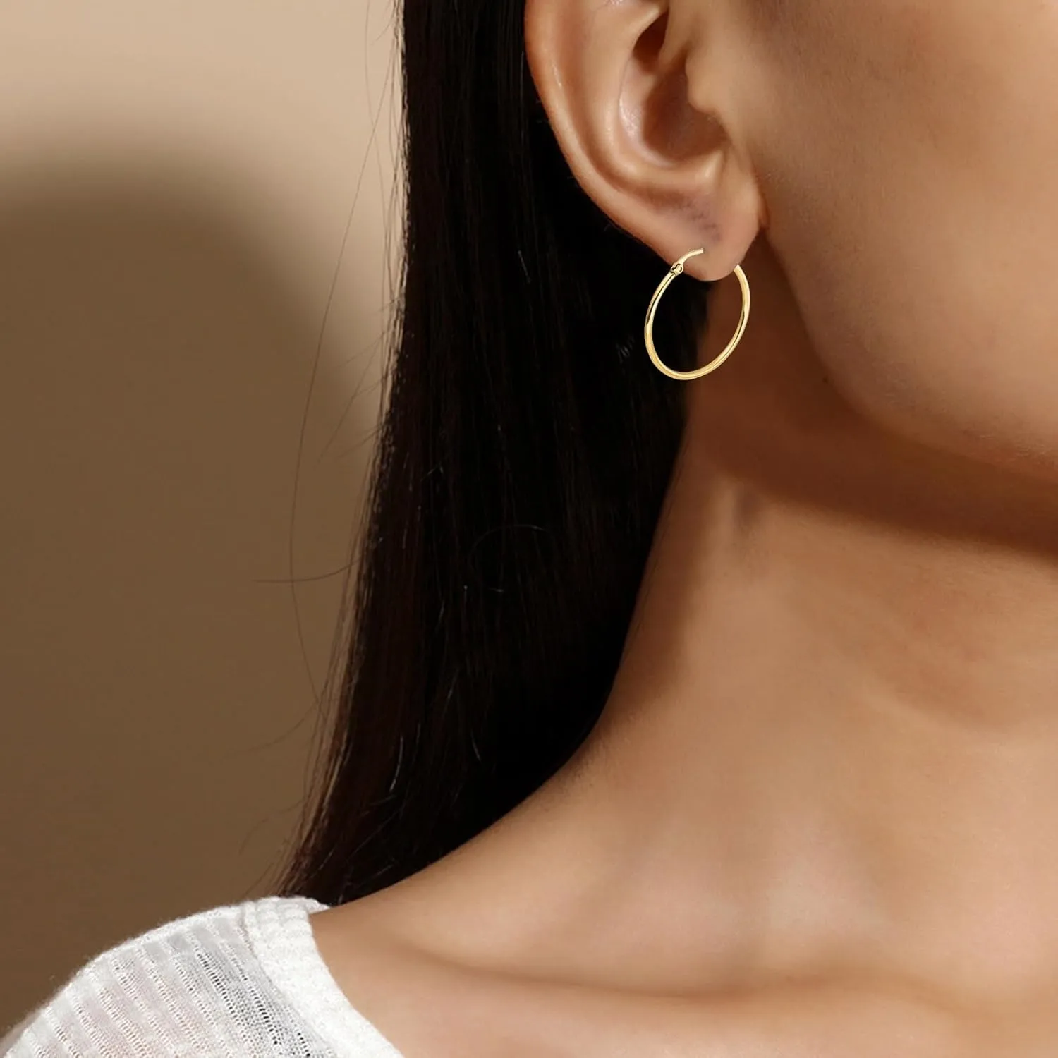 Gold Plated Hoop Earrings for Women,925 Sterling Silver Post Dangle Earrings for Mom Wife Jewelry Gifts for Valentine's Day