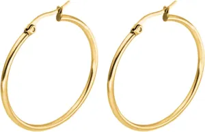 Gold Plated Hoop Earrings for Women,925 Sterling Silver Post Dangle Earrings for Mom Wife Jewelry Gifts for Valentine's Day