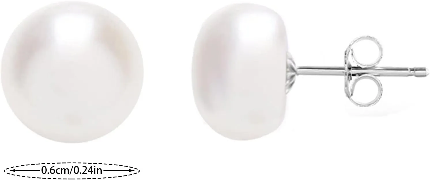 Gold Plated Pearl Stud Earrings for Women,Sterling Sliver Pearl Tiny Stud Trendy Jewelry Gifts for Birthday Xmas Mothers Day