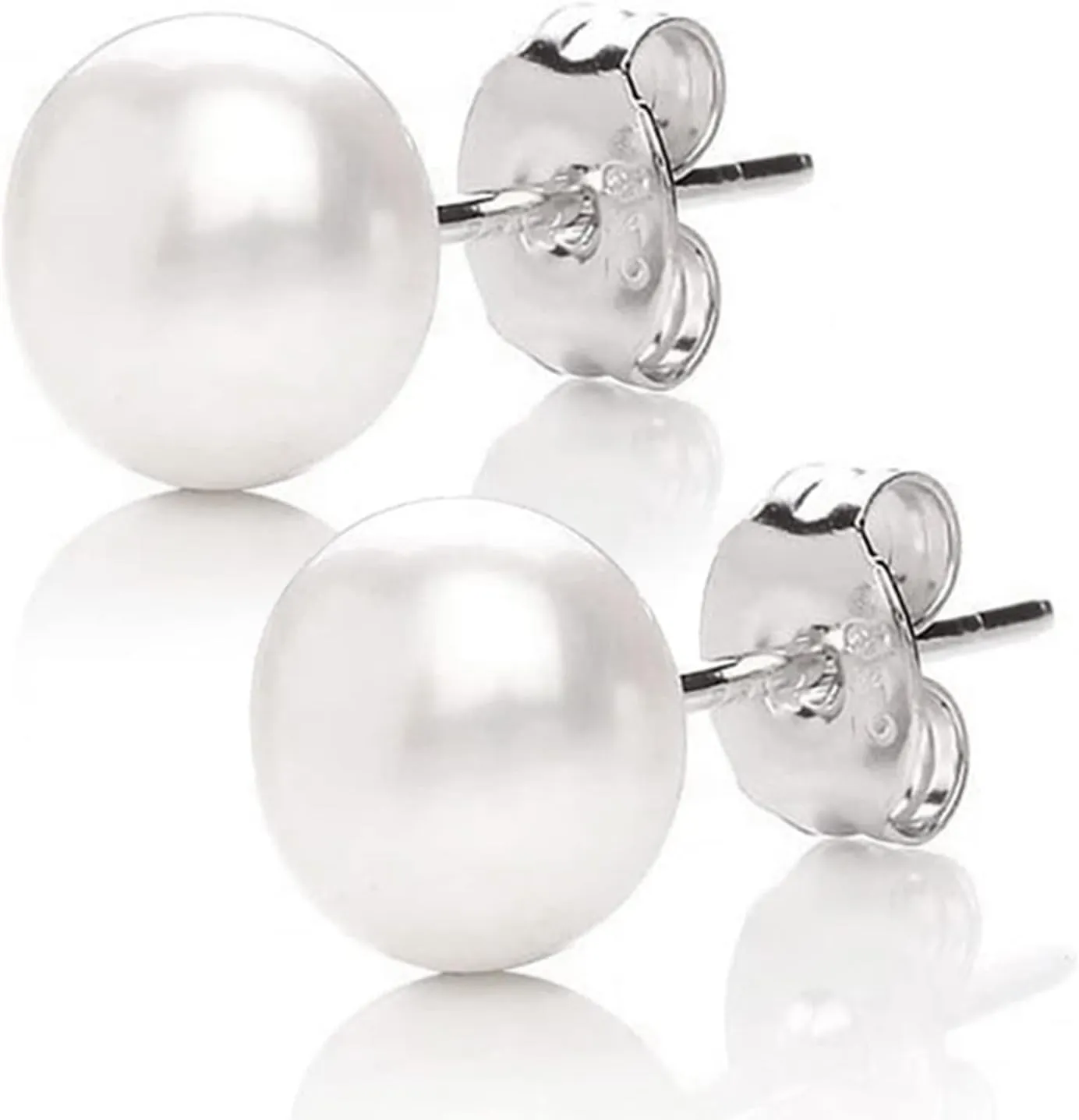 Gold Plated Pearl Stud Earrings for Women,Sterling Sliver Pearl Tiny Stud Trendy Jewelry Gifts for Birthday Xmas Mothers Day