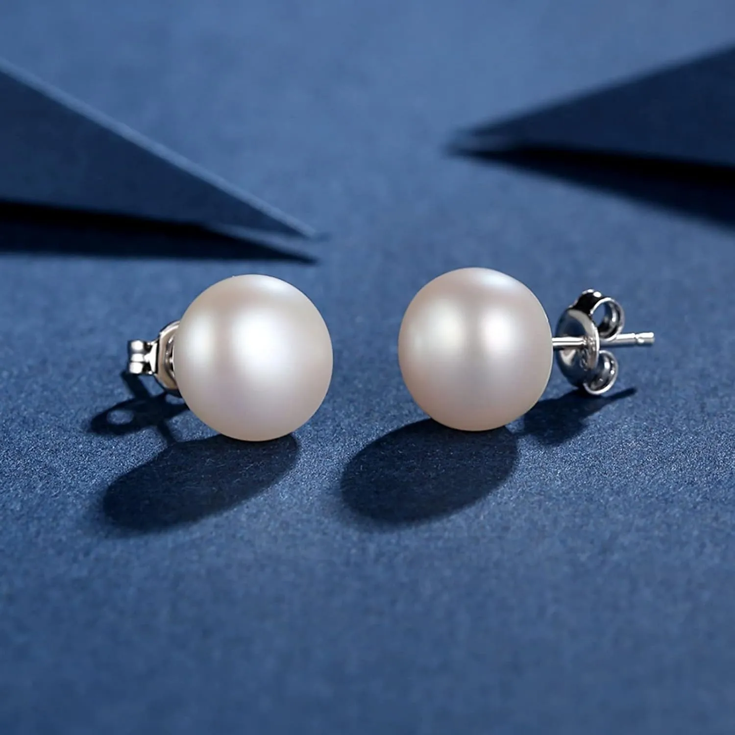 Gold Plated Pearl Stud Earrings for Women,Sterling Sliver Pearl Tiny Stud Trendy Jewelry Gifts for Birthday Xmas Mothers Day