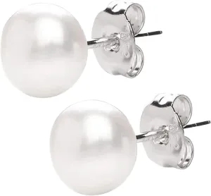 Gold Plated Pearl Stud Earrings for Women,Sterling Sliver Pearl Tiny Stud Trendy Jewelry Gifts for Birthday Xmas Mothers Day