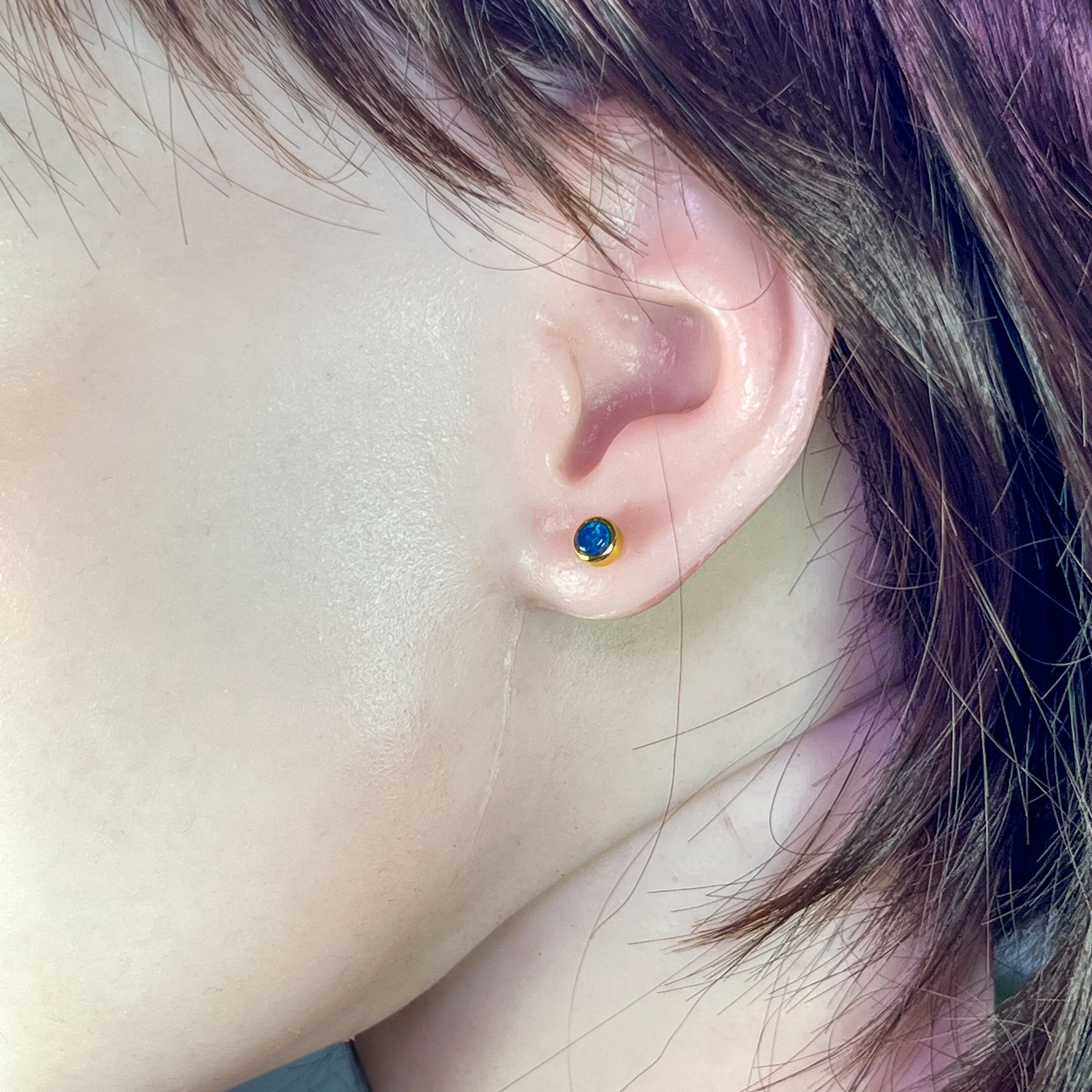 Gold Plated Sterling Silver 4mm Opal triplet round studs