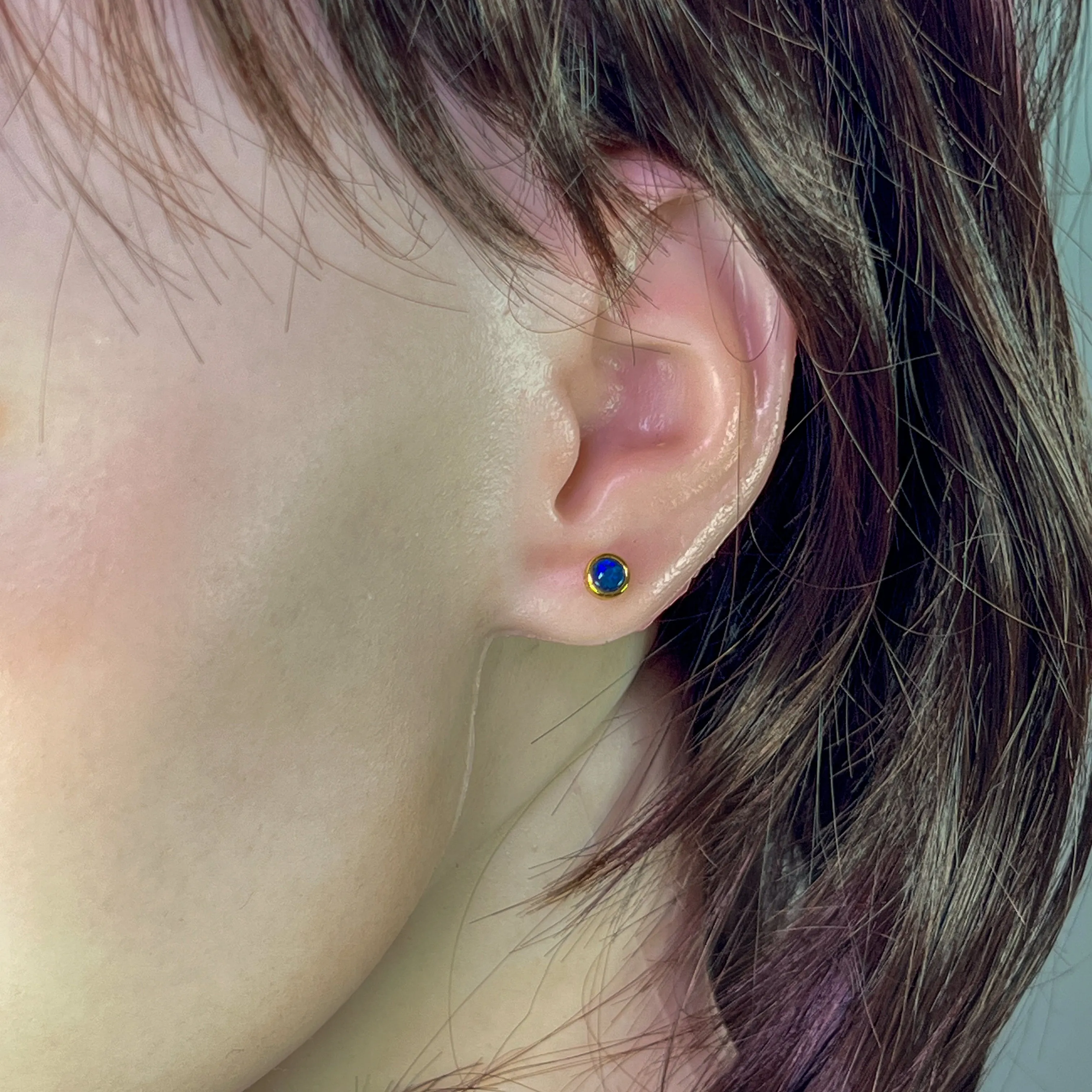 Gold Plated Sterling Silver 4mm Opal triplet round studs