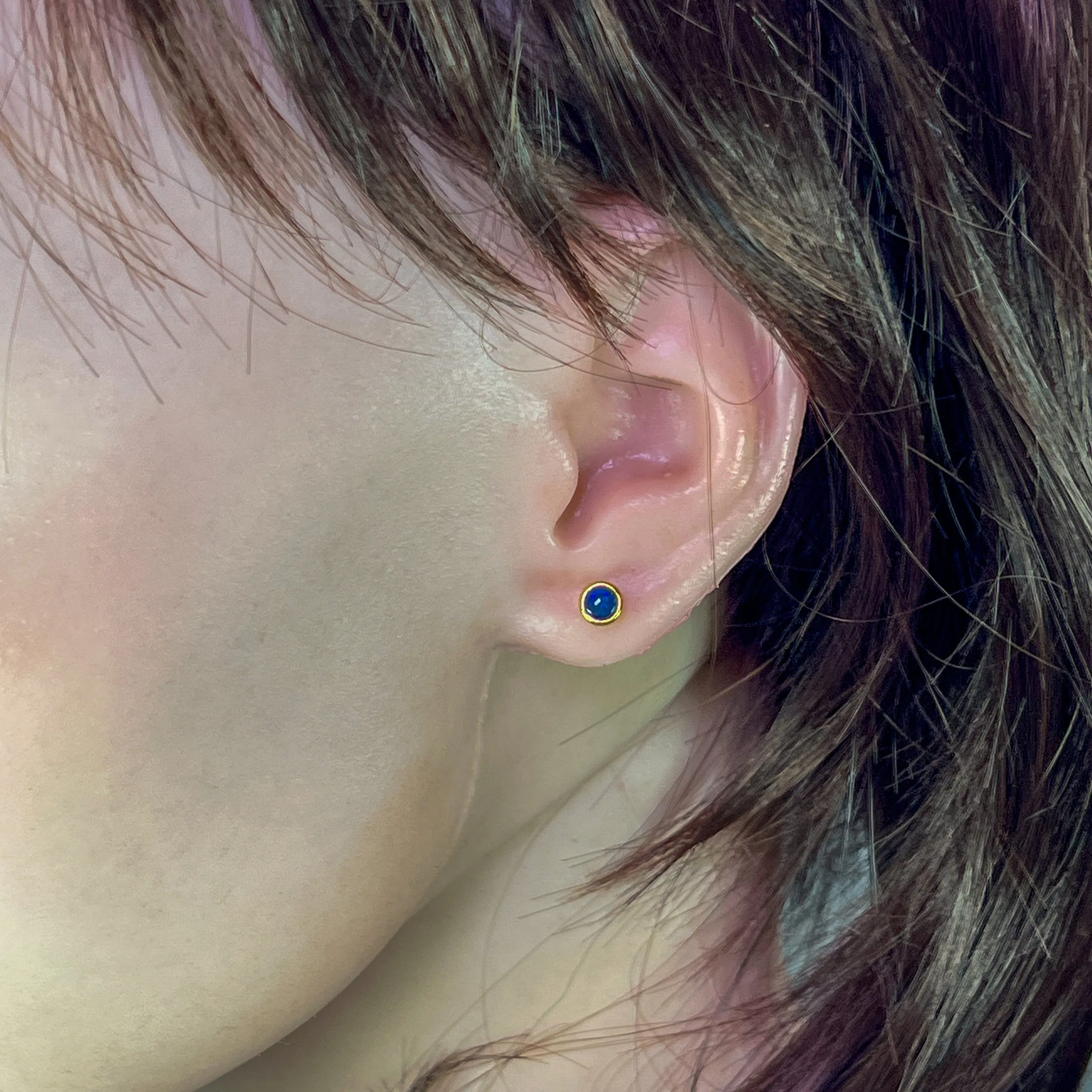 Gold Plated Sterling Silver 4mm Opal triplet round studs