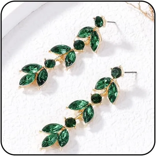 Gold Rhinestone Dangle Earrings for Women Sparkly Wedding Earrings for Brides Bridesmaid Drop Dangling Earrings for Women Cubic Zirconia Bridal Earrings Wedding Jewelry for Women