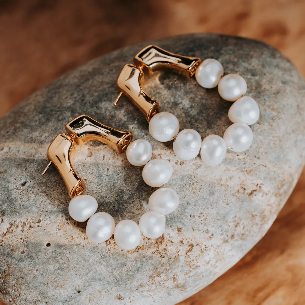Gold River Pearl Earrings