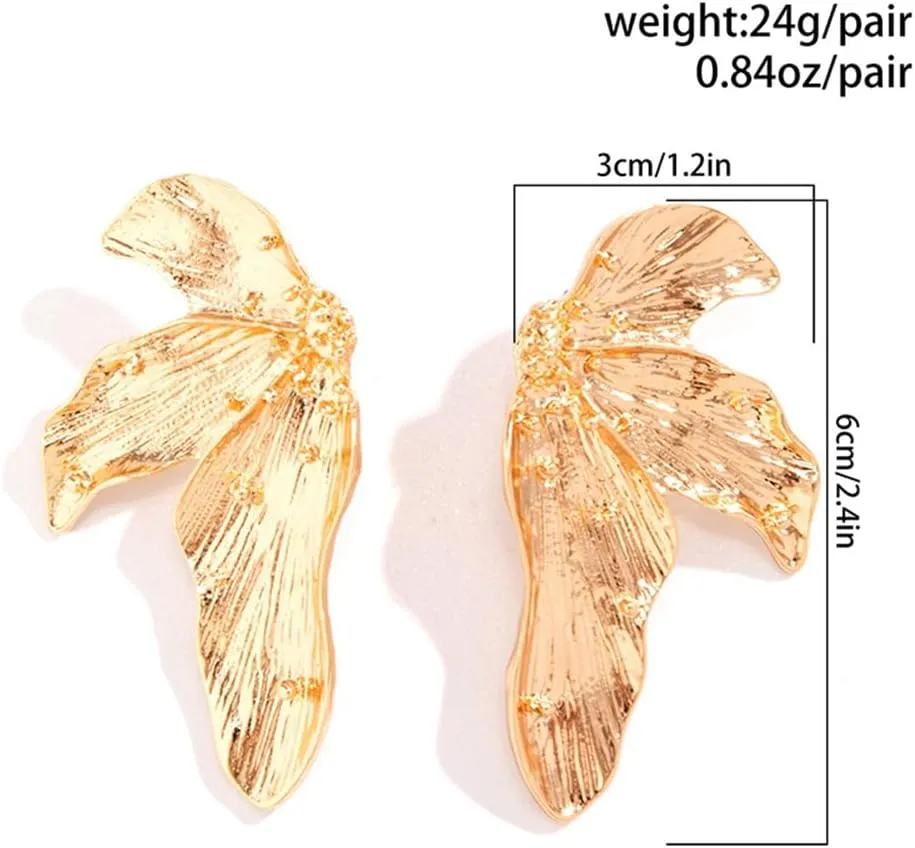 Gold Statement Earrings for Women Large Geometric Flower Dangle Earrings Unique Exaggerated Gold Triangle Earrings For Women