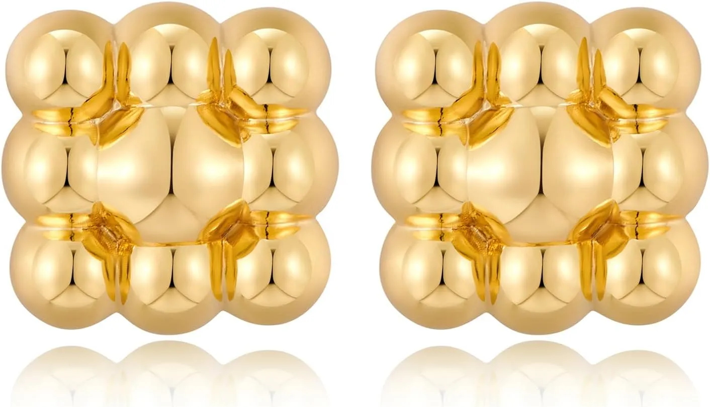 Gold Stud Earrings Geometric Square Earrings for Women Minimalist Earrings Trendy Jewelry Gifts