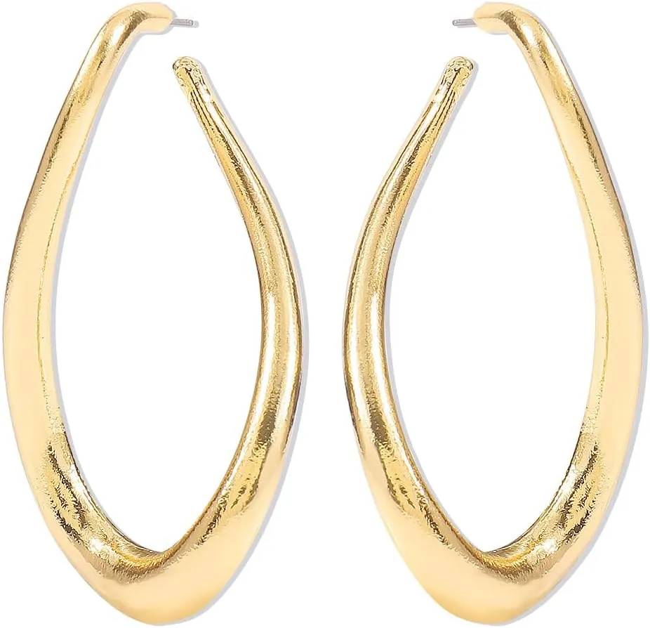 Gold Teardrop Earrings Stud Geometric Dangle Earrings Oval Earring Minimalist Drop Earrings for Women