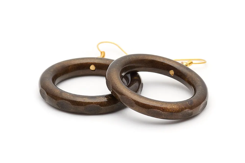 Golden Espresso Fakelite Drop Hoop Earrings