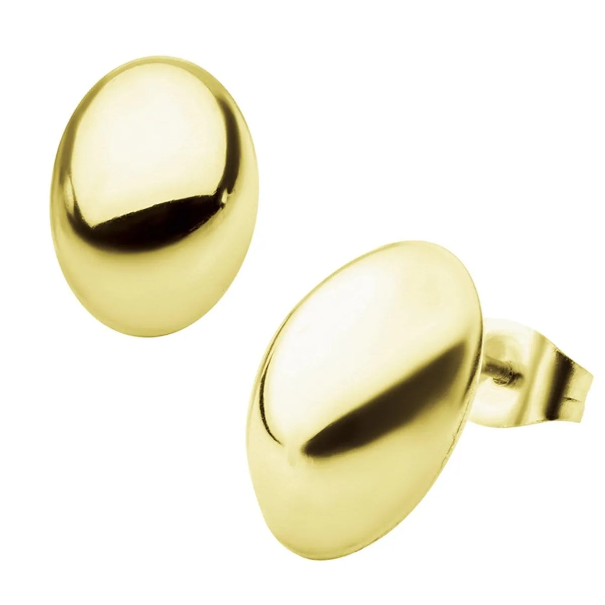 Golden Tone Stainless Steel Medium Oval Dome Studs