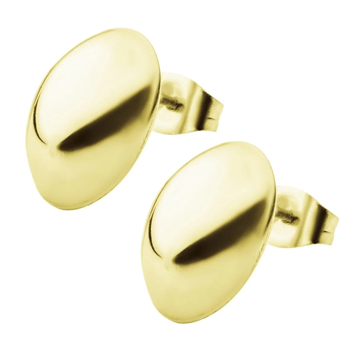 Golden Tone Stainless Steel Medium Oval Dome Studs