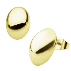 Golden Tone Stainless Steel Medium Oval Dome Studs