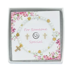 GP PEARL BRACELET & EARR SET
