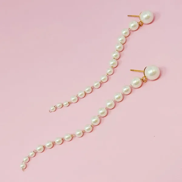Gradiant Long Pearl Drop Earrings