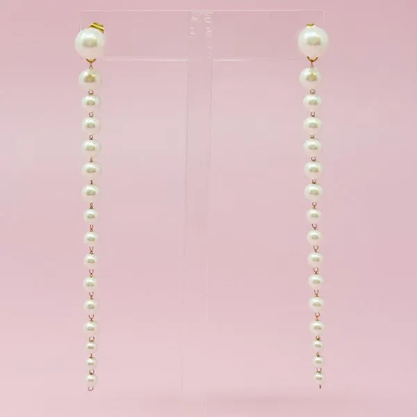 Gradiant Long Pearl Drop Earrings