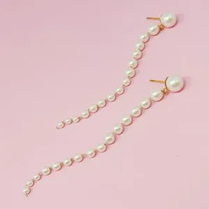 Gradiant Long Pearl Drop Earrings