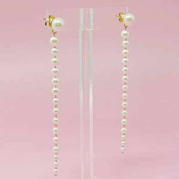Gradiant Long Pearl Drop Earrings